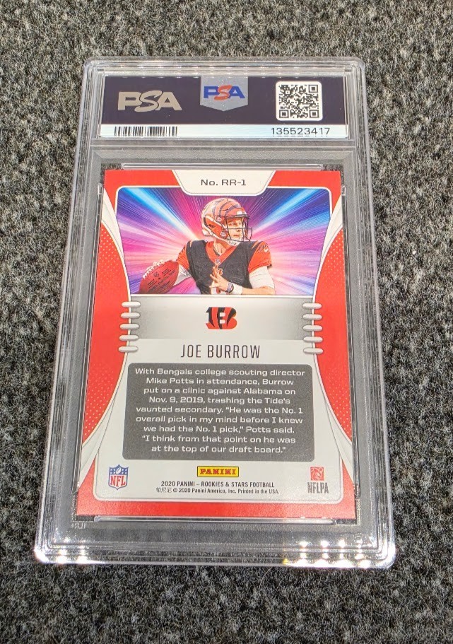 2020 Panini Rookie & Stars Joe Burrow Rookie Rush   PSA 9 view 2