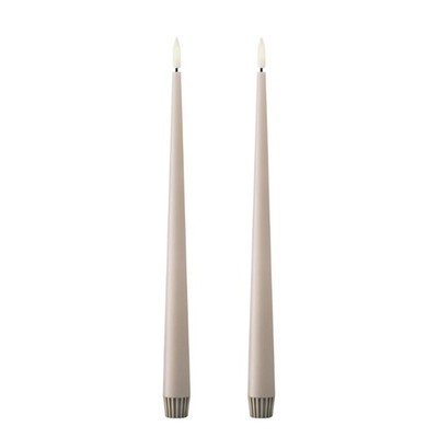 Ester & Erik LED Taper Candle Linen Grey Set 2pce 30cm