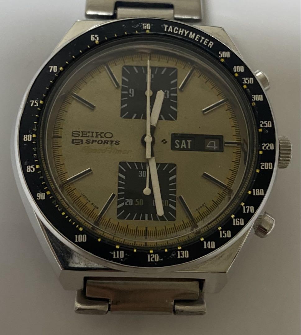 SEIKO 5 Sport speed timer Men's Automatic Round Black Japan Made Vintage Analog