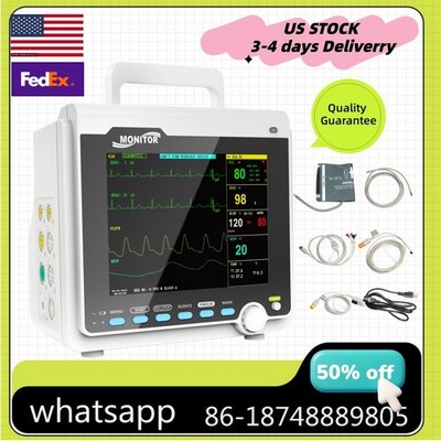 CONTEC Patient Monitor Human 8'' Vital Sign Monitor ECG NIBP RESP SPO2 PR TEMP