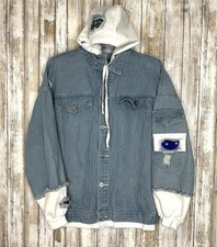 Demon Slayer Hashibira Inosuke Denim Hoodie Jacket Button Down Jeans Coat Unisex