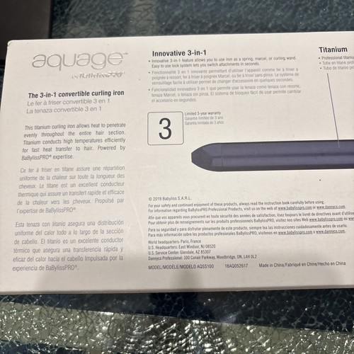Aquage By Babyliss PRO 3 in 1 Convertible Curling Iron NEW - Picture 6 of 10