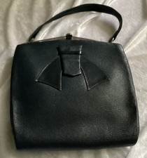 VINTAGE 1940'S Navy LEATHER HANDBAG made in ENGLAND