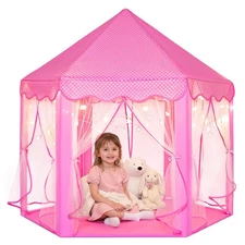 Princess Castle Tent for Girls Fairy Play Tents for Kids Hexagon Playhouse wi...