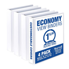 1.5 Inch 3 Ring Binders, Made in USA, Economy round Ring, Clear View Cover, 325