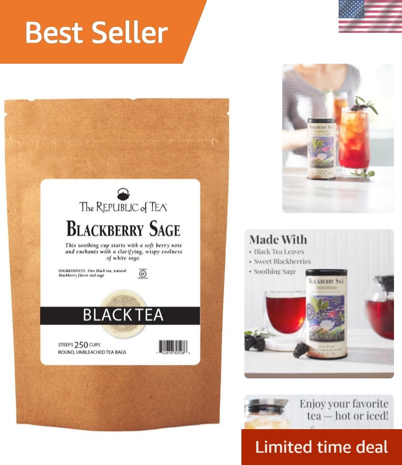 Gourmet Blackberry Sage Black Tea, 250 Bags &ndash; Sugar & Carb