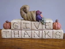 VINTAGE Blossom Bucket Suzi Skoglund GIVE THANKS Cornucopia  THANKSGIVING