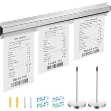 17 Inch Aluminum Ticket Holder Rail with 2 Receipt Stabbers for Restaurant,