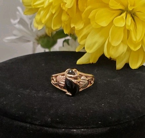 Black Hills Gold 10K Marquise Onyx Ring Size 8