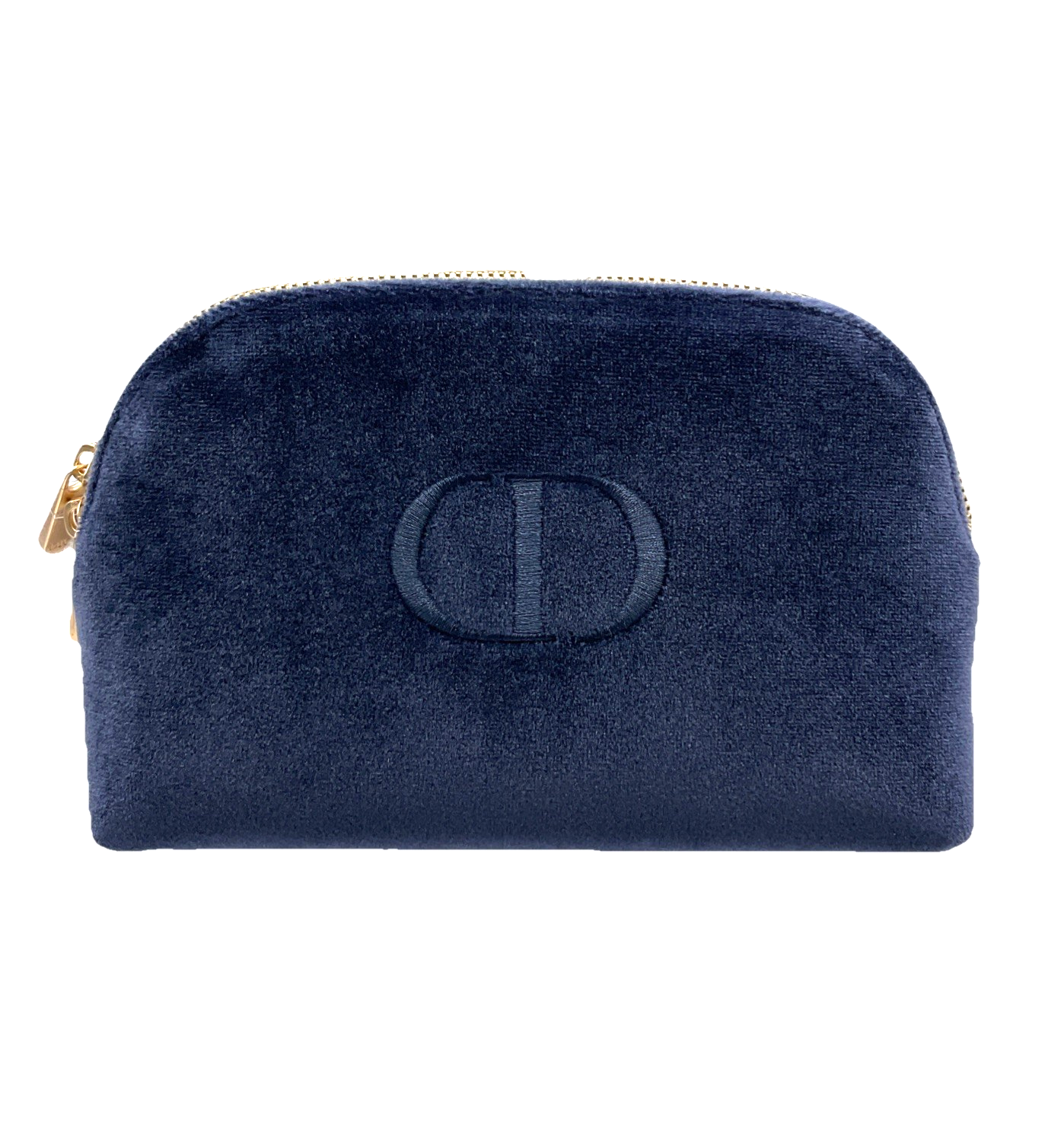 DIOR Beauty CD Logo Elegant Blue Velvet Clutch Cosmetic Bag Makeup Pouch NEW