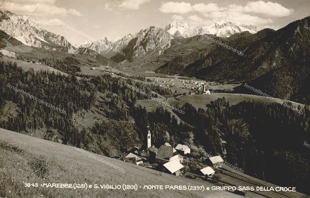 eq44 cartolina marebbe e s.vigilio,monte pares,gruppo sass,provincia di bolzano