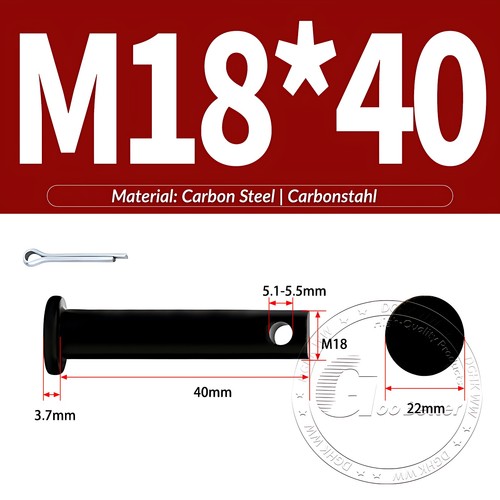 Pasador de horquilla negro pasador de bisagra pasador de retención pasador de aparejo métrico de acero al carbono M4-M30 - Imagen 141 de 201