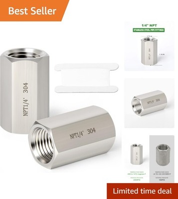 Versatile 2PCS Hex Couplings in 304 Stainless Steel - Ideal for Plumbing Needs