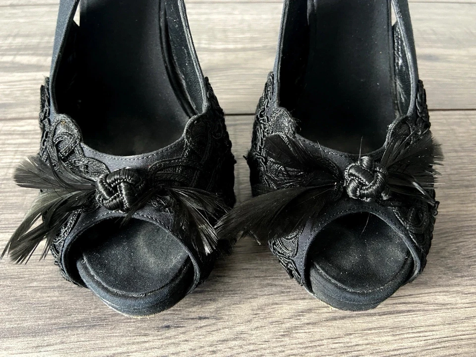 DSQUARED2 ЧЕРНЫЙ ОТКРЫТЫЙ/ПИП НОСОК SLINGBACK ТУФЛИ РАЗМЕР UK 5 EU 38 - Изображение 2 из 4