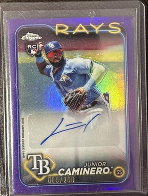 2024 Topps Chrome Update Junior Caminero Rookie Auto 69/250 Purple #AC-JCA Rays