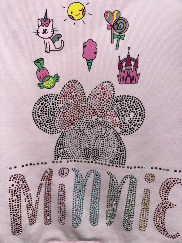 Disney Minnie Hood Disneyland Pink Hoodie Bejeweled Sparkles Kids Size Large