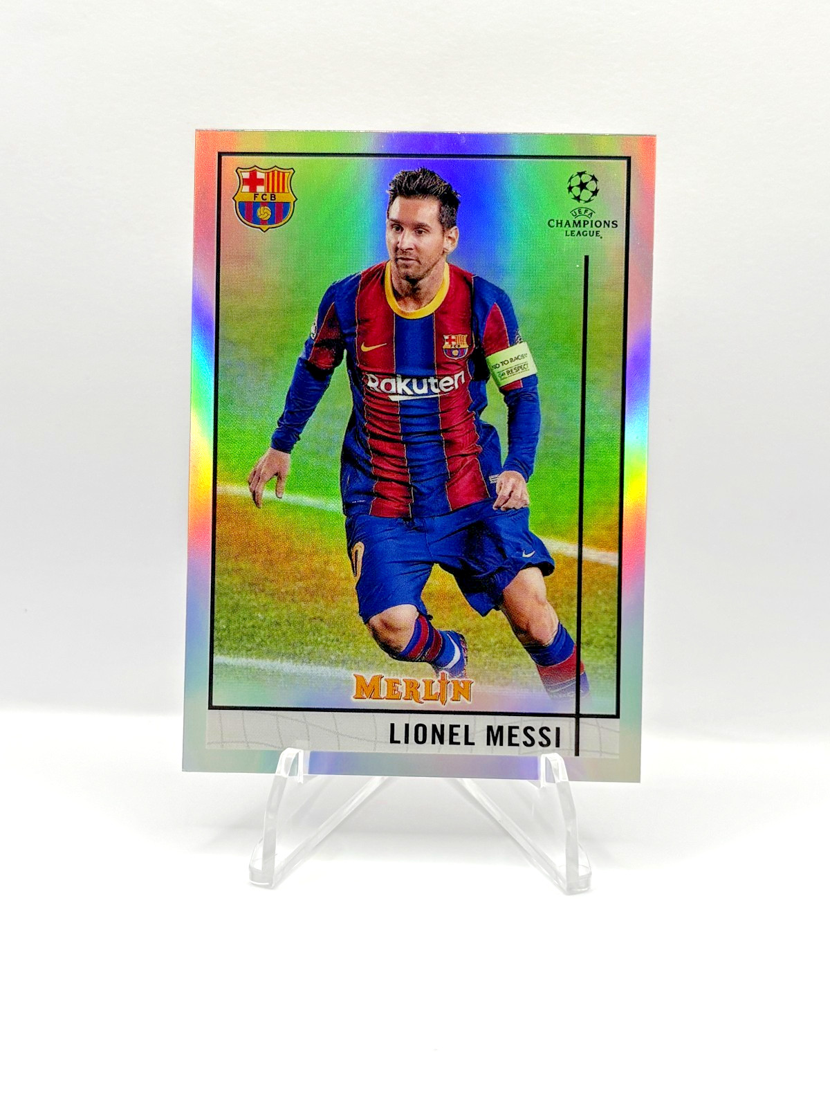 Lionel Messi 2020-21 Topps Merlin Chrome UCC FC Barcelona REFRACTOR #1 - GOAT