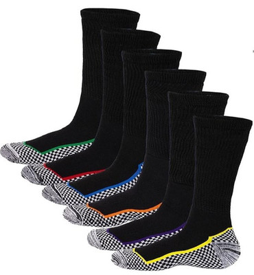 Herren Bambus Big Foot Arbeit Baumwolle Socken strapazierfähig Stiefelsocken 6er Pack UK Größe 12-14