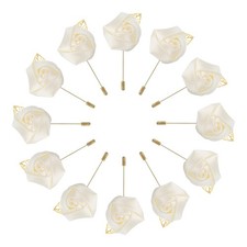 24 Pcs Groom Boutonnieres Rose Boutonnieres Pins Milk White
