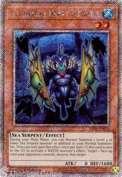 RA04-EN010 Atlantean Heavy Infantry : Platinum Secret Rare 1st Edition Mint YuGi