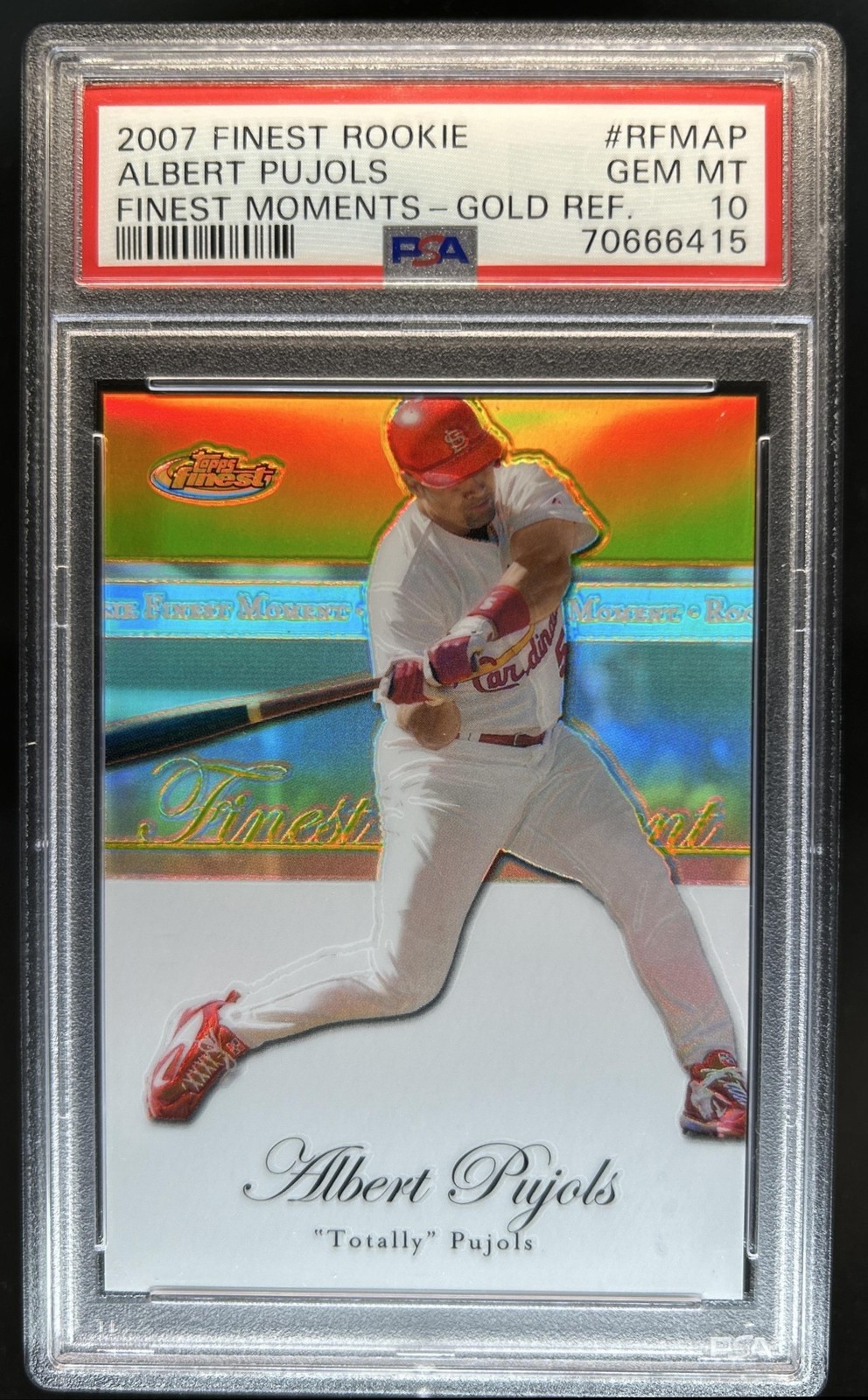 2007 Topps Finest Albert Pujols Rookie Moments Gold Refractor #/50 PSA 10