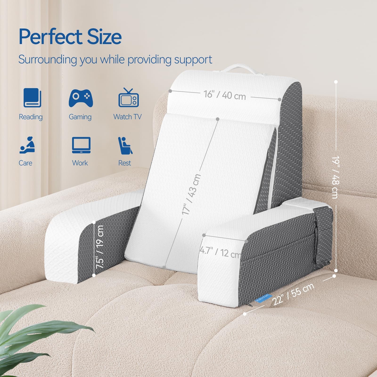 Reading Back Big Pillows With Arms For Sitting In Bed Adult Sit Up Rest Large