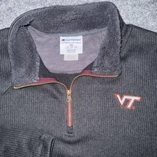 Mens Champion Virginia Tech 1/4 Zip Knit Pullover Embroidered Gray Size 2XL