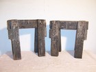 Pair Antique Small Miniature Handmade Wood Sawhorses 13" Tall 14" Long Old Paint