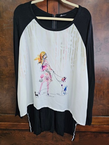 Plus SIZE 3X CASUAL TOP with Dogs - Picture 1 of 3