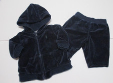 BOYS RALPH LAUREN NAVY BLUE VELOUR HOODIE JOGGING SUIT OUTFIT SIZE 3 MONTHS VEL
