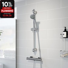 Thermostatic Bar Valve Shower Round Adjustable Head Wall Mounted Chrome