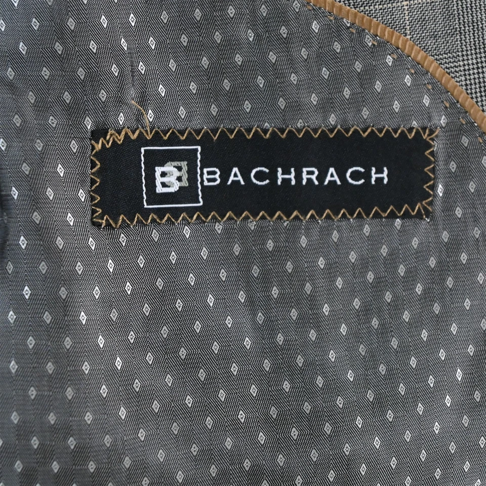 Bachrach 48R 40x30 Gris Cuadros Glenn 100% Lana Hombres Chaqueta Pantalones Traje Foto 4 de 4