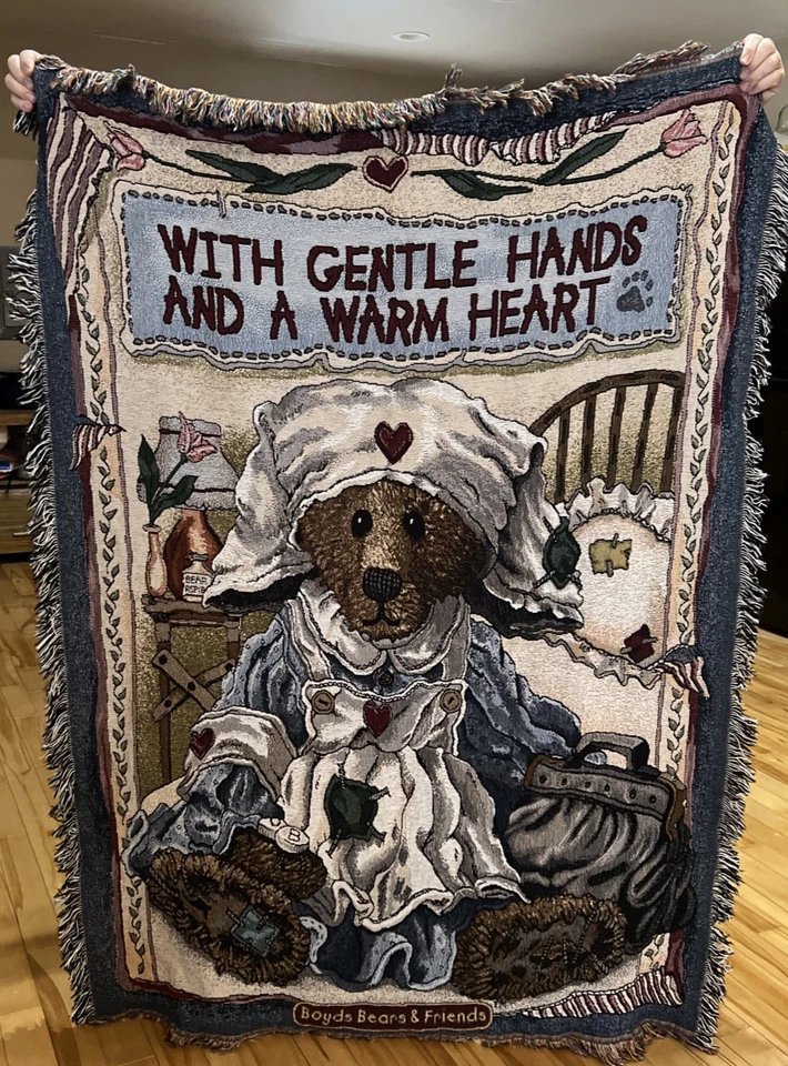 Boyds Bears & Friends Nurses W/Gentle Hands Woven Throw Blanket Tapestry 68"×53" - Image 4 of 4