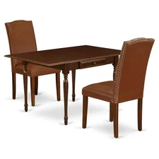 East West Furniture Monza 3-piece Wood Dining Room Set in Mahogany