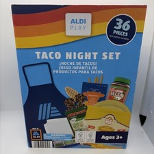 Aldi TACO NIGHT SET 36pc Grocery Dinner Food Kids Toy Pretend Play Set NEW RARE