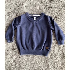 Janie and Jack Boys 100 Cotton V-Neck Knit Pullover Sweater Blue Size 6 -12 mo