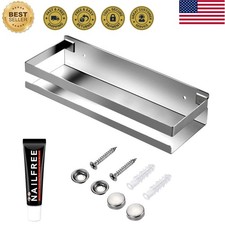 Rustproof Metal Storage Floating Shelves Wall Mounted Rectangular Shelf for B...