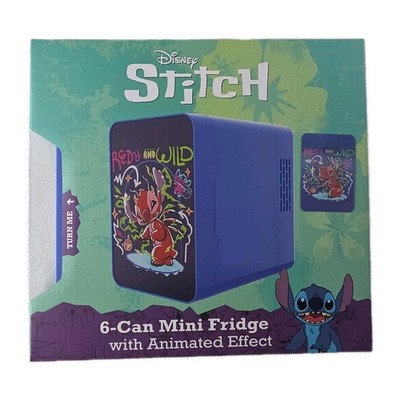 Disney Stitch Mini Fridge 4 Liter 6-Can 3D Animated Logo Portable Cooler EBS