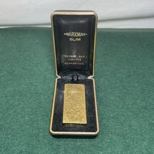 Vintage Marxman Slim Lighter Gold Tone With Original Box - Untested