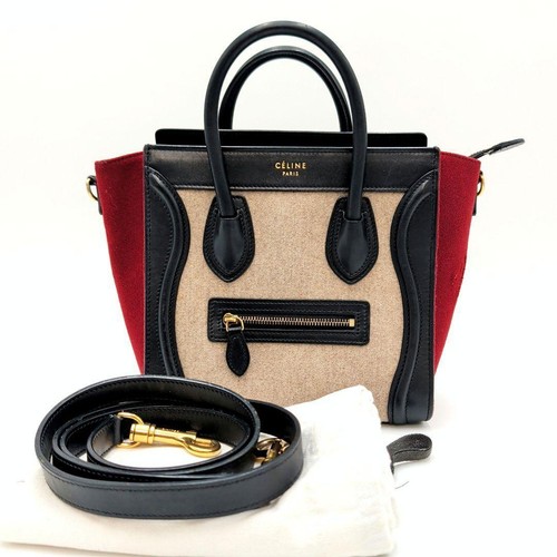 CELINE Luggage Nano Shopper Tricolor Leather Phoebe Used