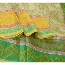 Sanskriti Vintage Sarees Multicolor 100 Pure Silk Printed Sari 5Yd Craft Fabric