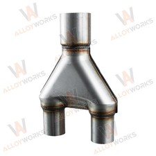 Edelstahl Auspuff Y Rohr Adapter 3" Single 2.25" Dual 13"(L) DE