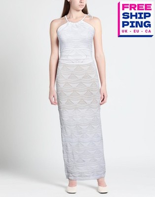 UVP 720  JUST CAVALLI Strick Maxikleid Gr. M weiß leicht Trägerausschnitt