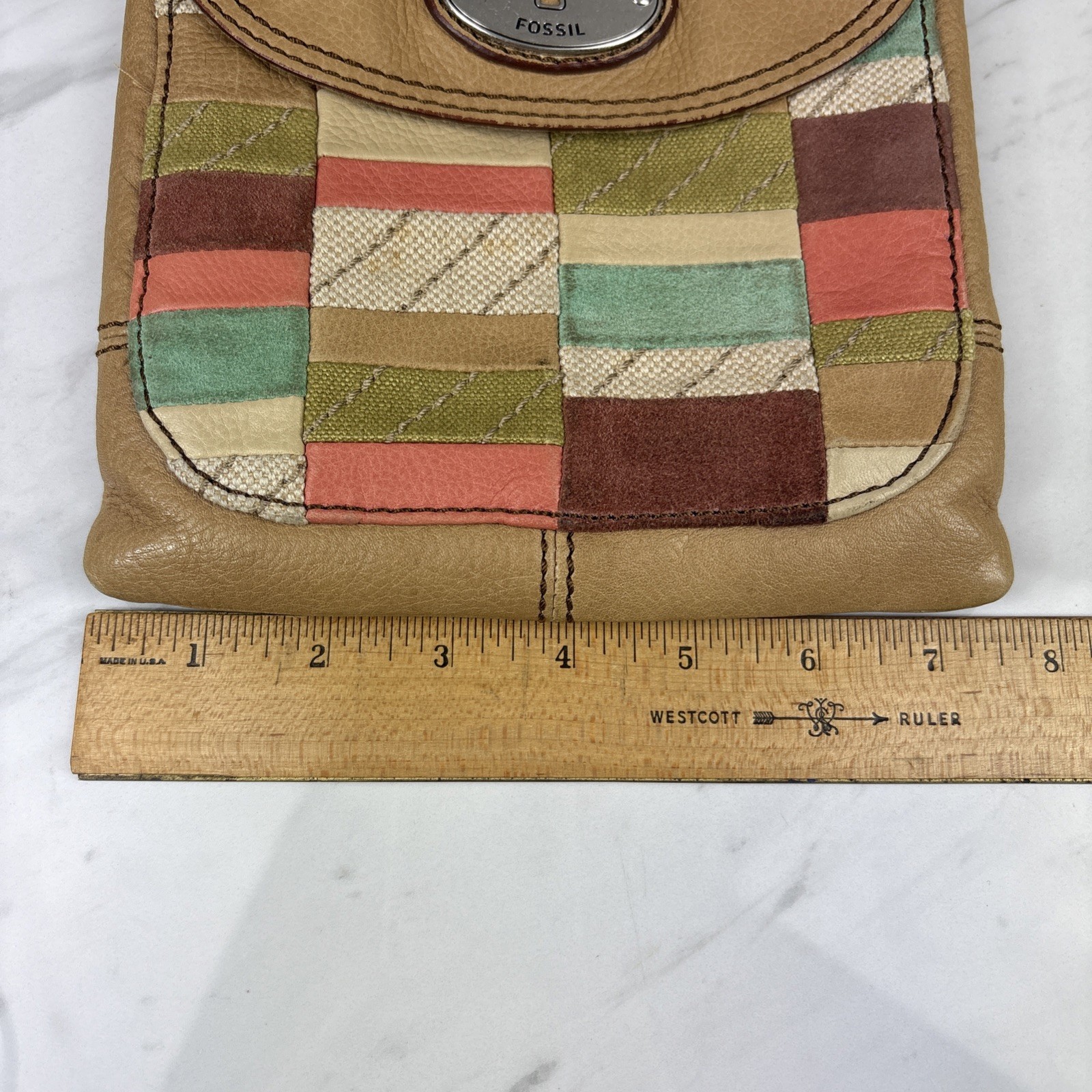 Fossil Maddox Patchwork Colorblock Lt Tan Leather… - image 17