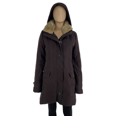 TOMMY HILFIGER Damen Dunkelviolette Kapuzen Daunen Steppparka Mantel Größe M