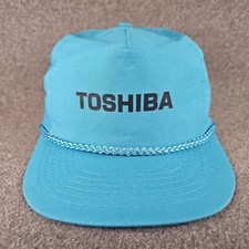 vintage Aqua Blue Toshiba Electronics rope Strapback trucker hat