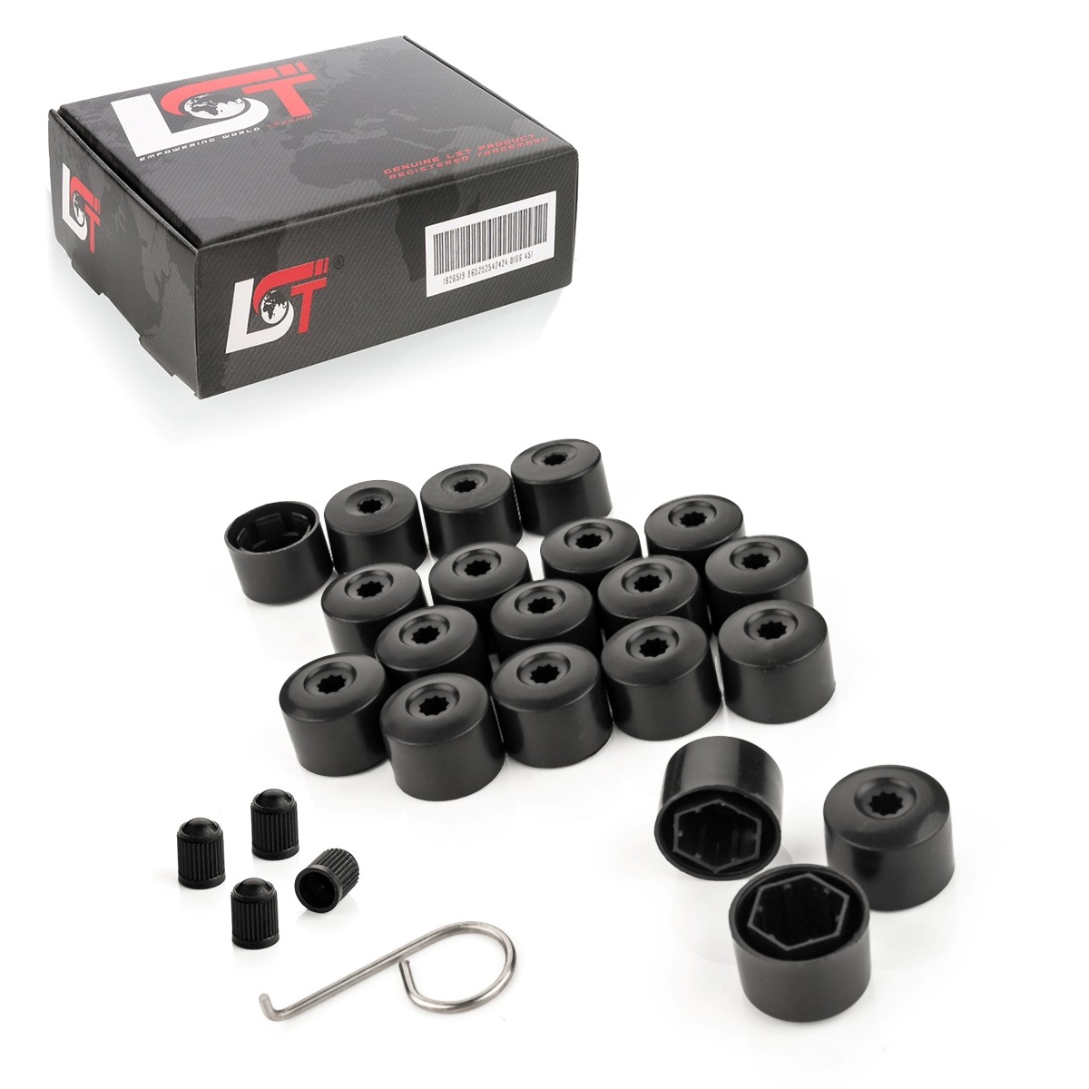 20x Wheel bolt Cap Allen theft-proof 0 21/32in black for PORSCHE