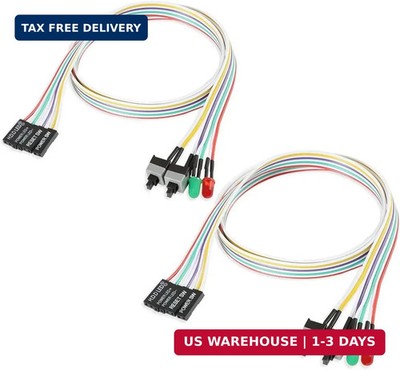 3 Pack Computer Case ATX Power On Off Reset Switch Cable with 2 x LED Light Ligh