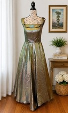 Vintage Mac Duggal Iridescent Metallic Evening Gown Dress Size 6