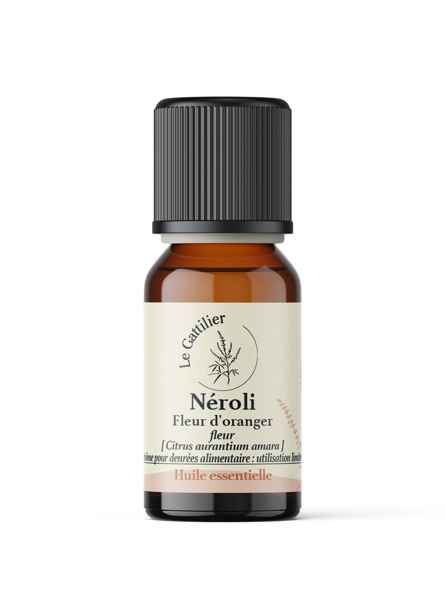 Huile essentielle Néroli BIO flacon 10mL soin visage peau sensible et réduction du stress